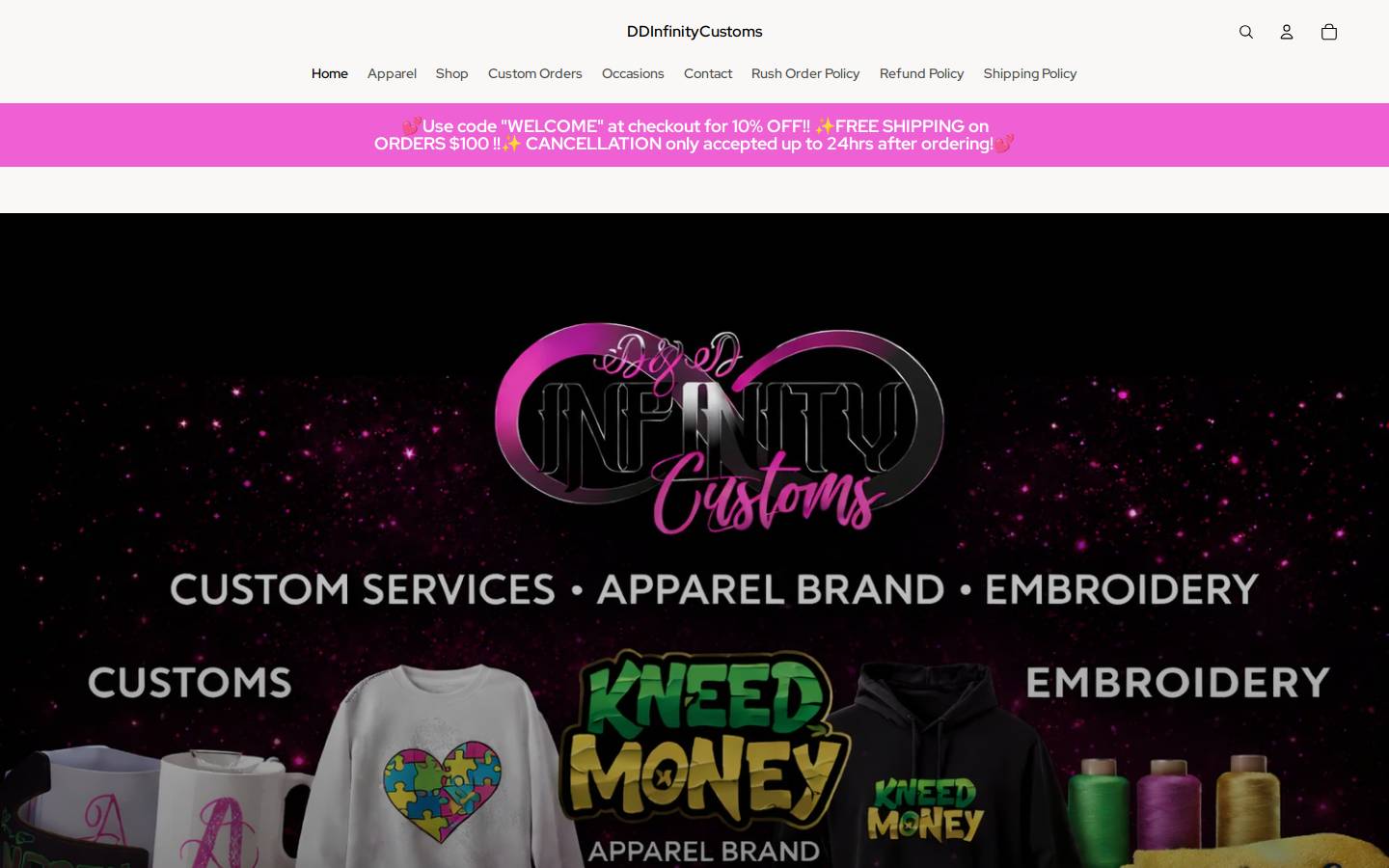 ddinfinitycustoms.com homepage screenshot