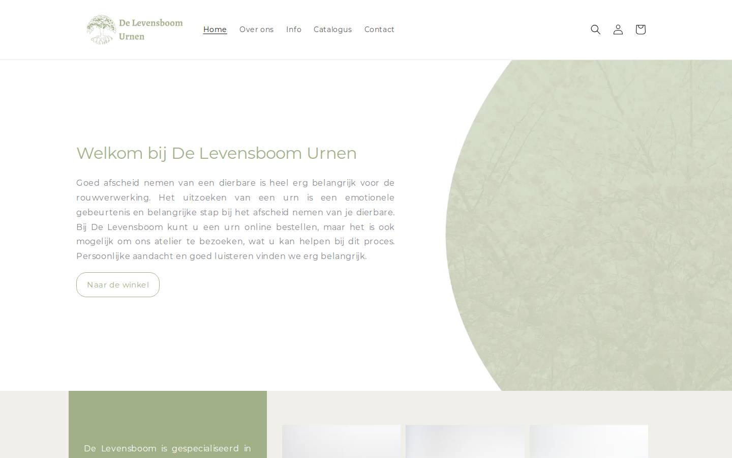De Levensboom Urnen homepage screenshot