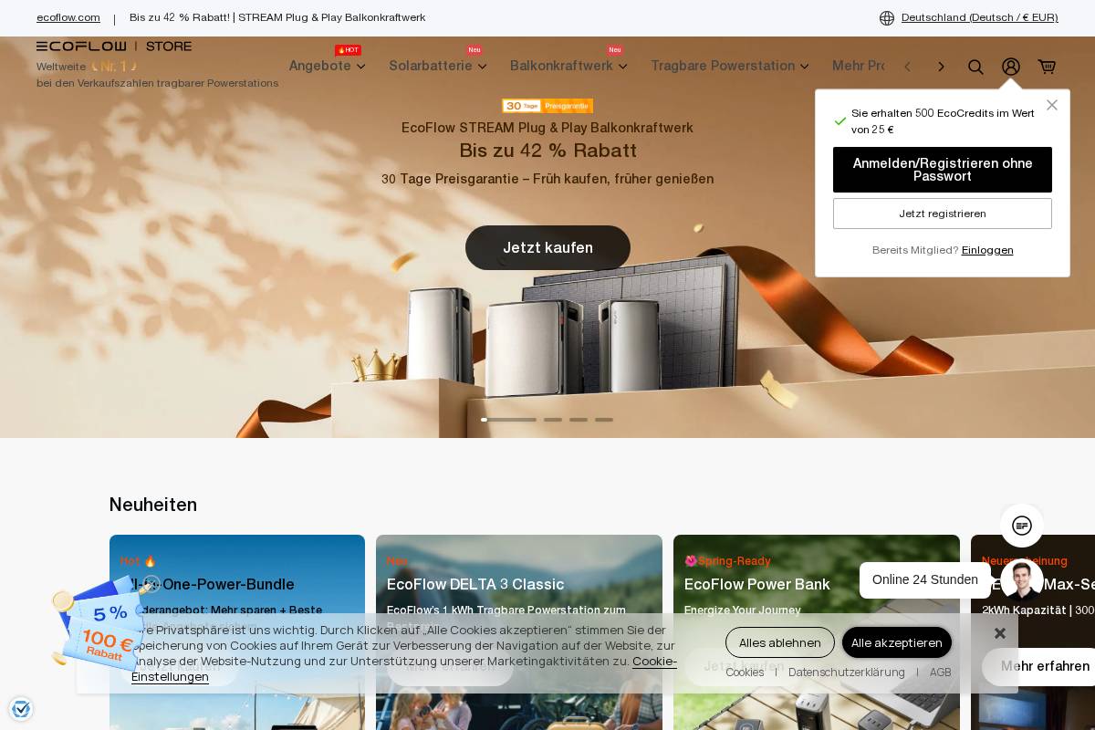 de.ecoflow.com homepage screenshot