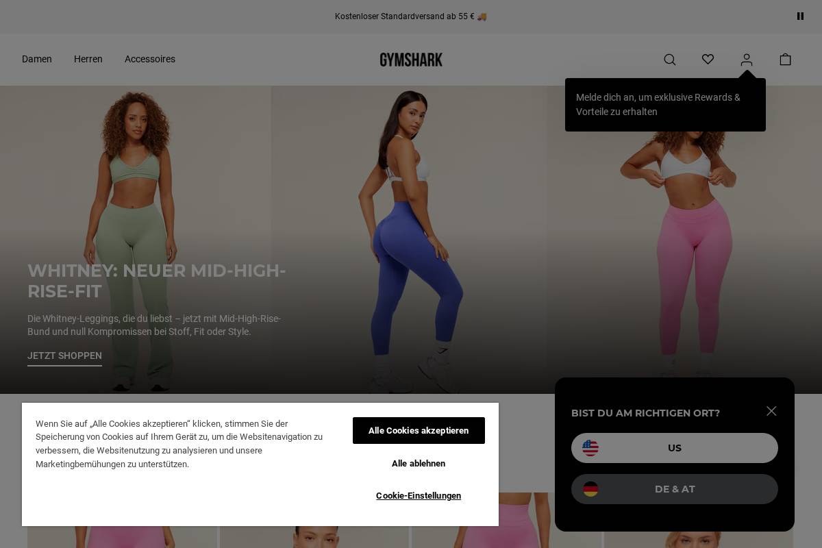 Gymshark homepage screenshot