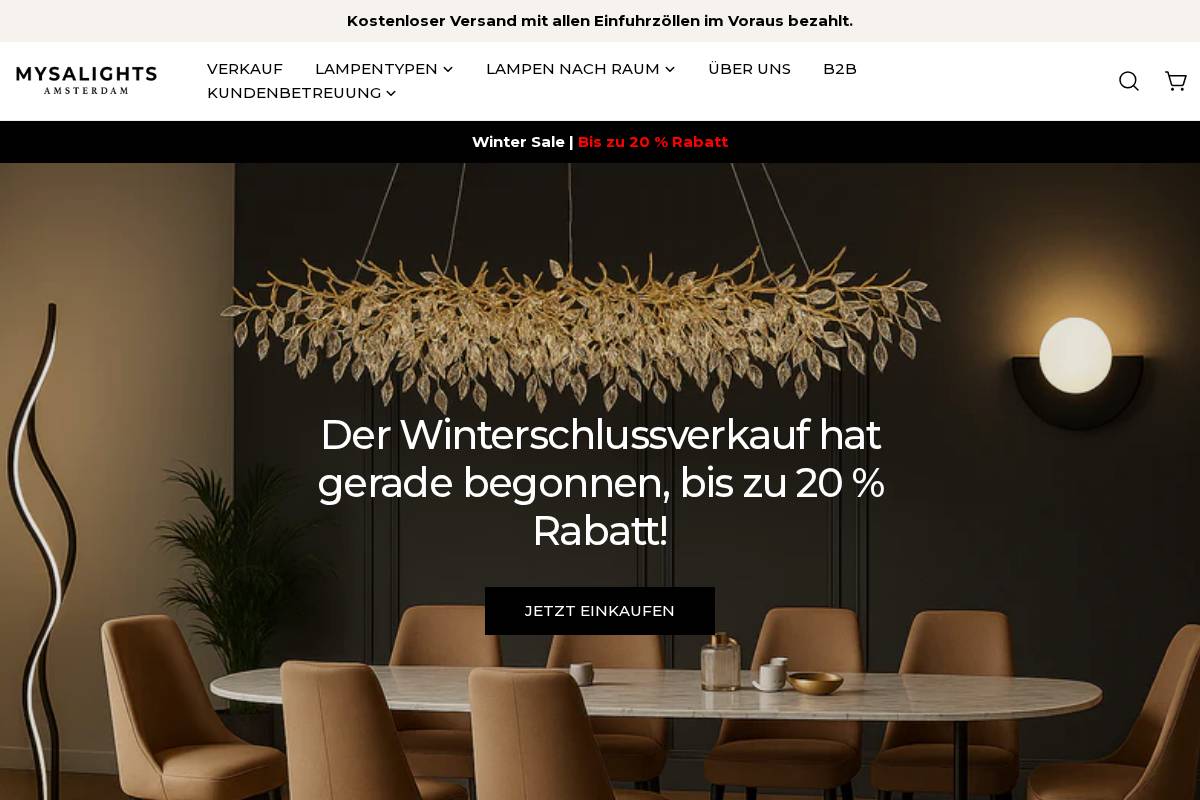 De Mysalights homepage screenshot