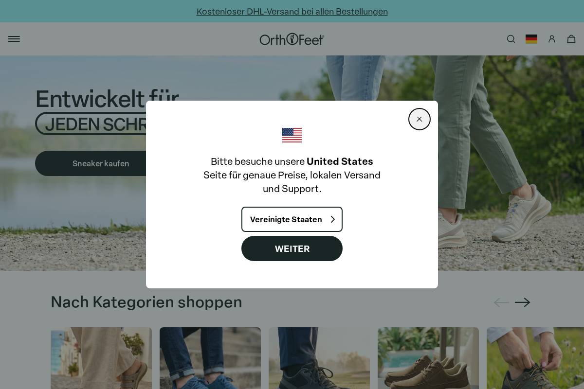 de.orthofeet.com homepage screenshot