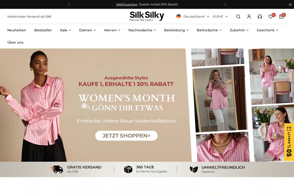 de.silksilky.com homepage screenshot