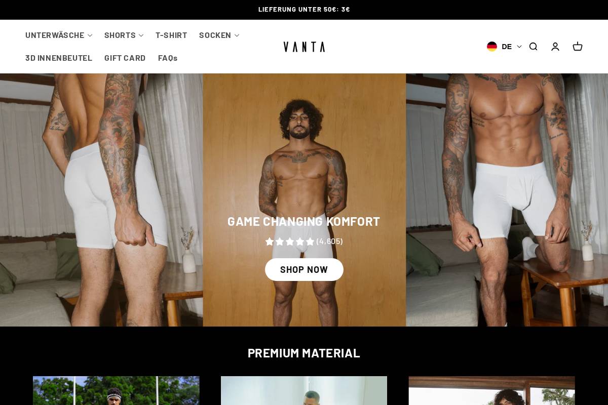 de.vanta.store homepage screenshot