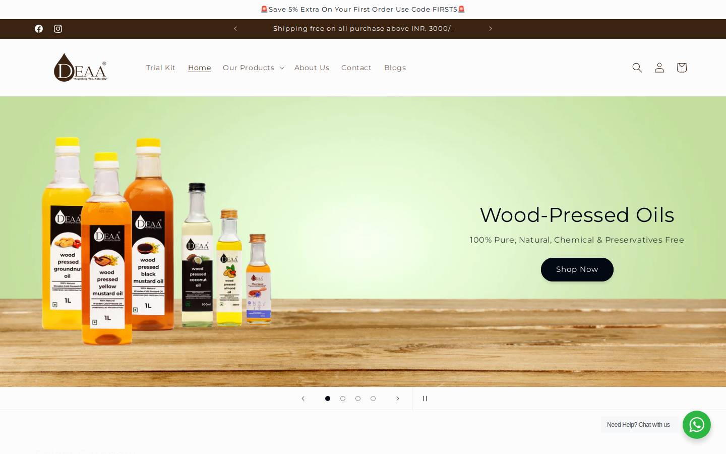 Deaa Organics homepage screenshot