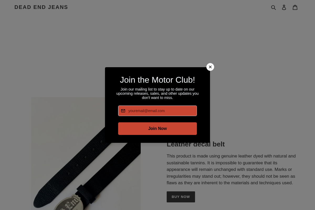 deadendjeans.com homepage screenshot