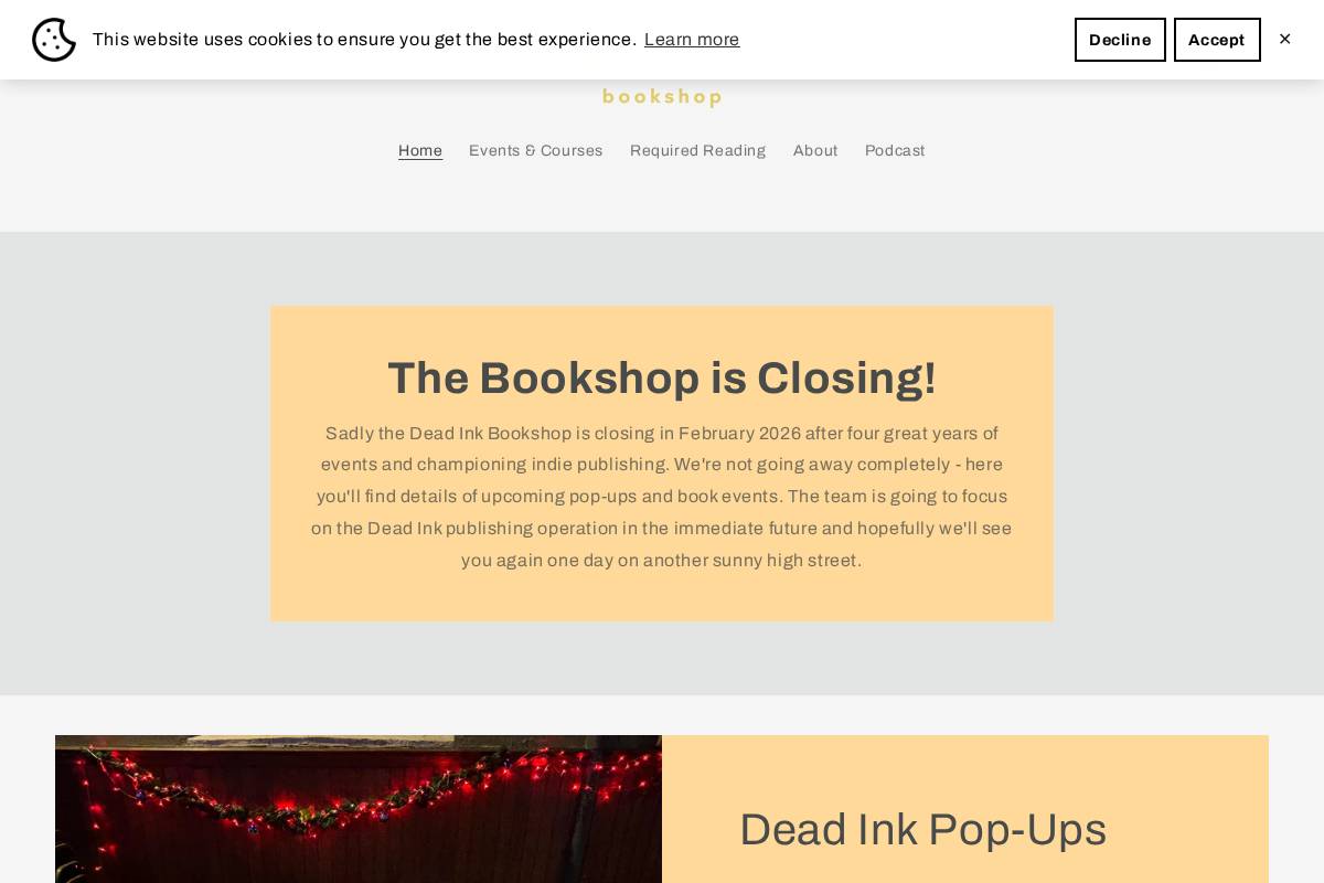 deadinkbookshop.com homepage screenshot