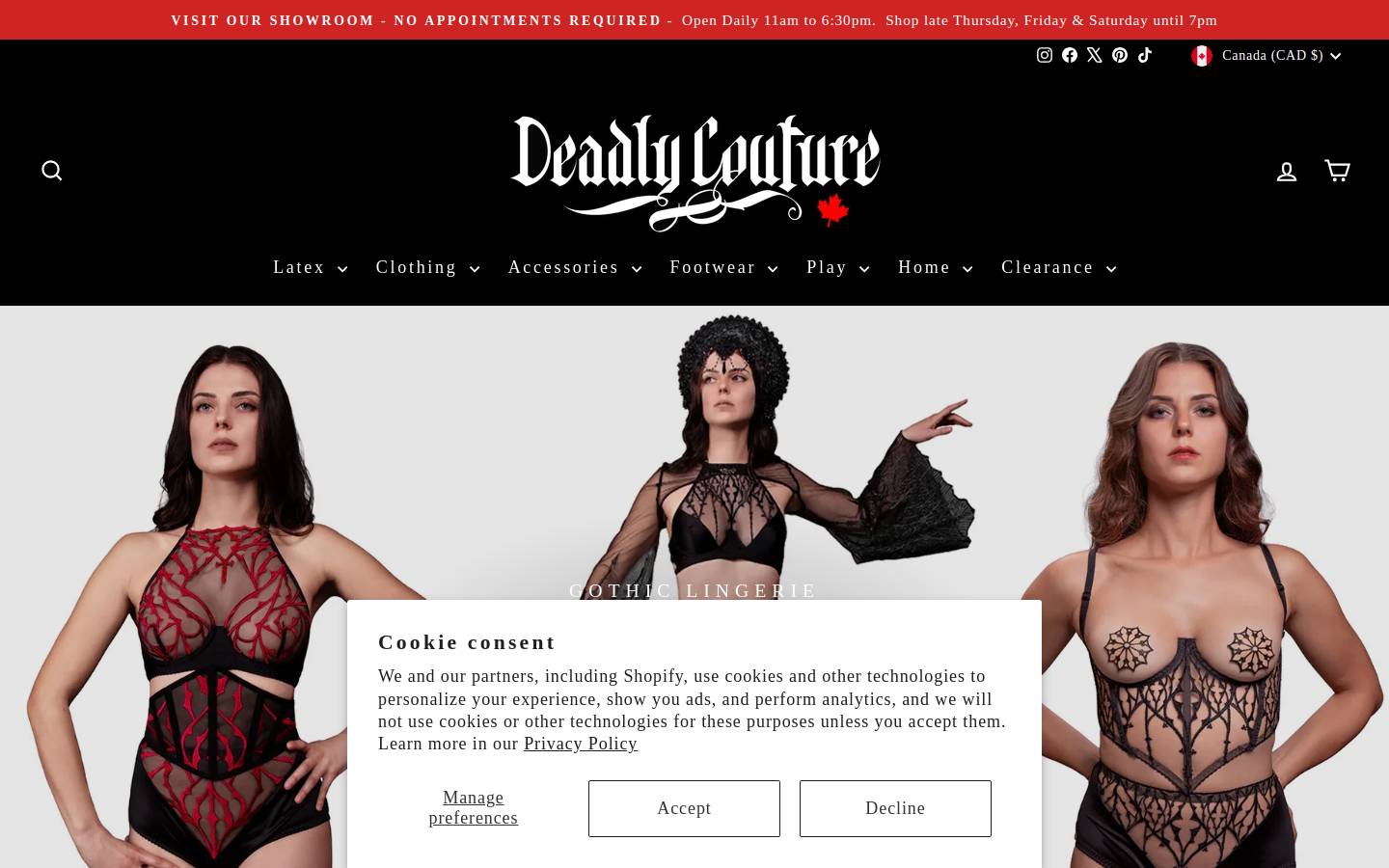 Deadly Couture homepage screenshot