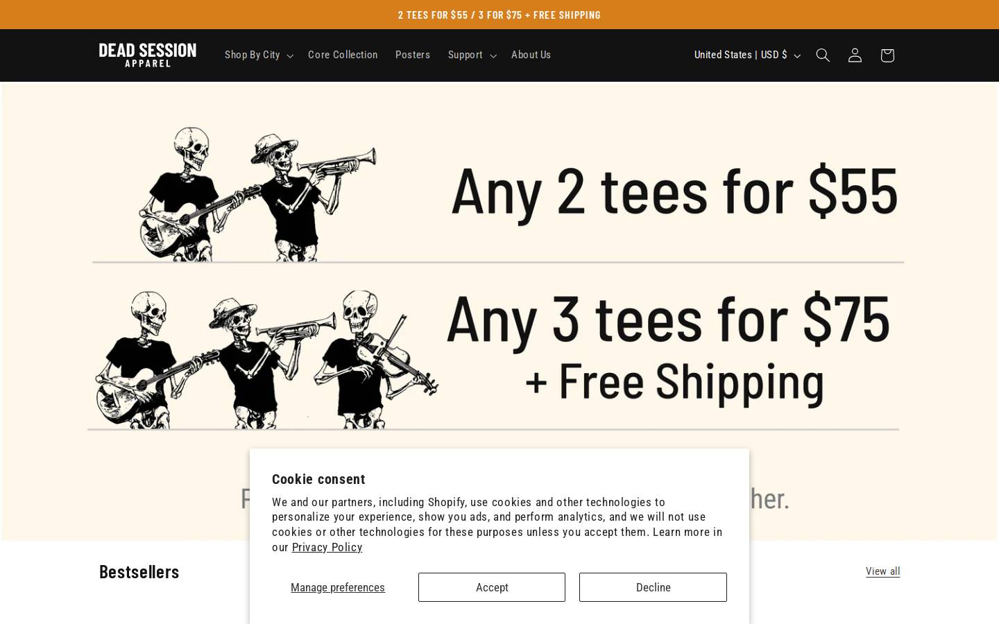 deadsessionapparel.com homepage screenshot