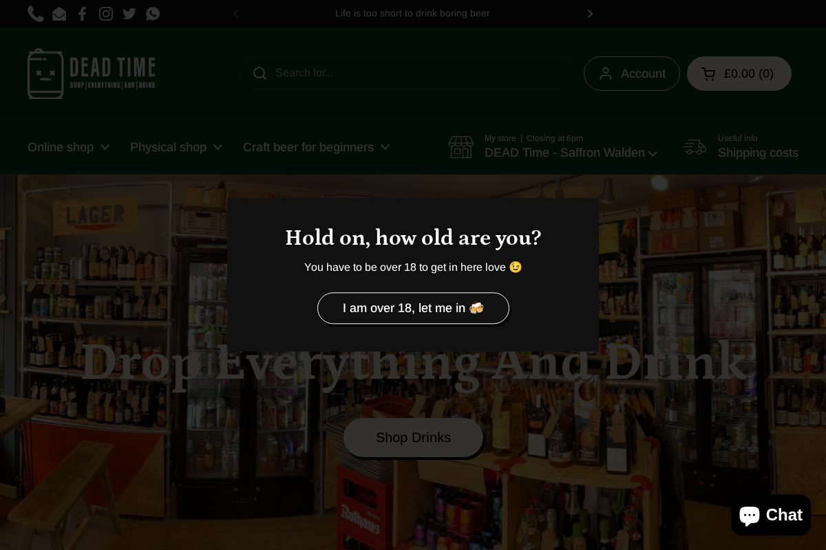 DEAD Time - Bottle Shop homepage screenshot
