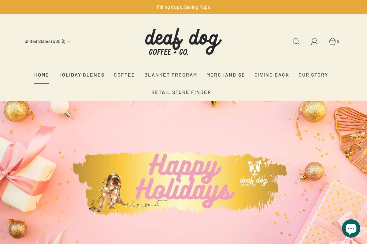 deafdogcoffeeco.com homepage screenshot