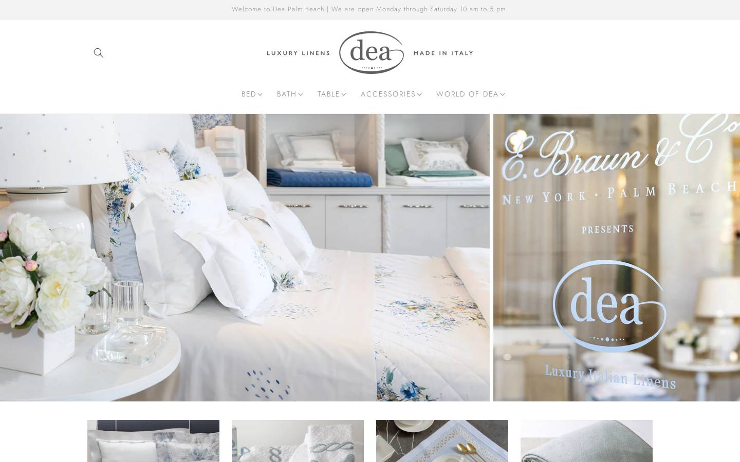 deafinelinens.com homepage screenshot