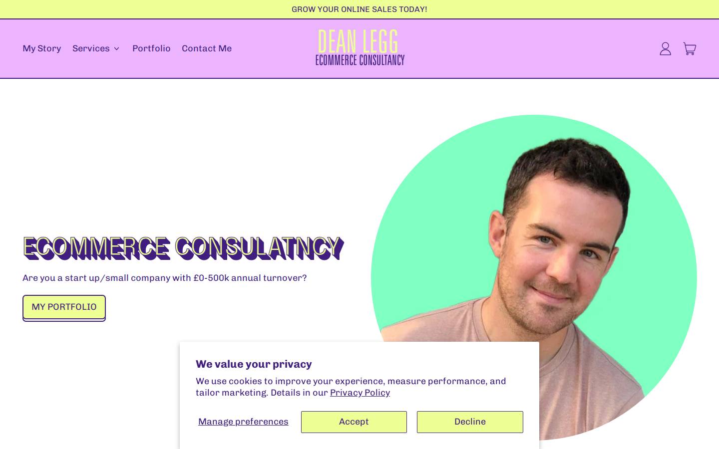 Dean Legg - Ecommerce Consultancy homepage screenshot