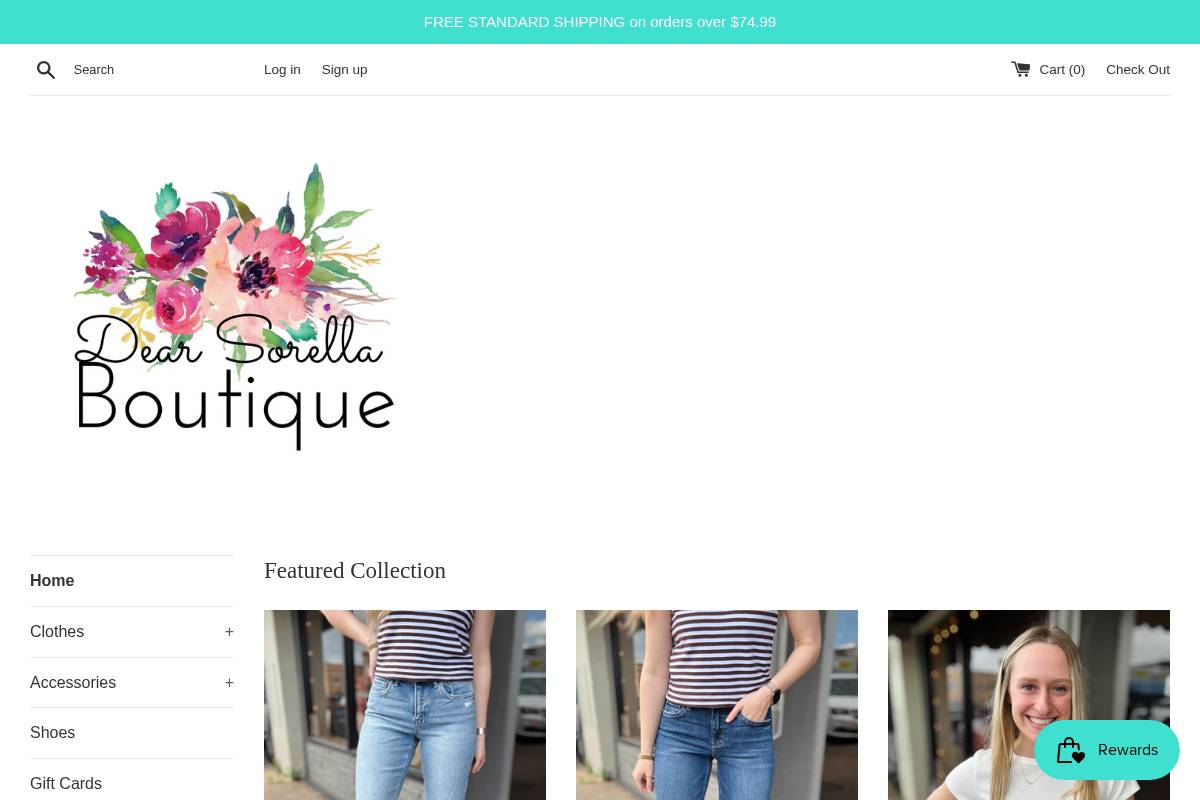 dearsorellaboutique.com homepage screenshot