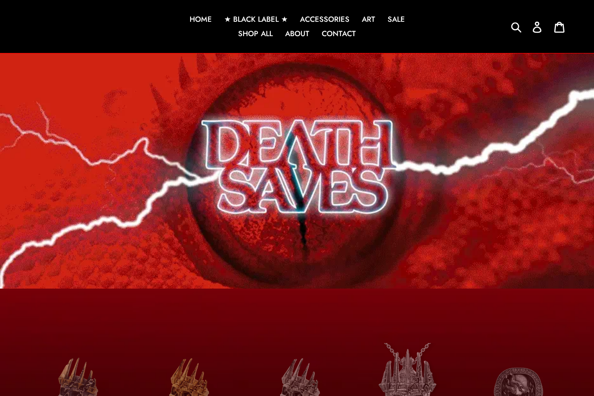 Death Saves homepage screenshot