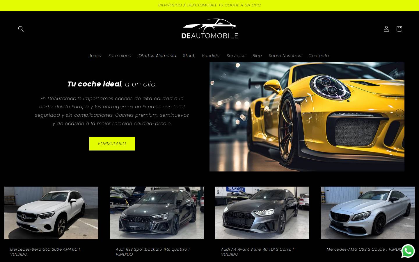 deautomobile.com homepage screenshot