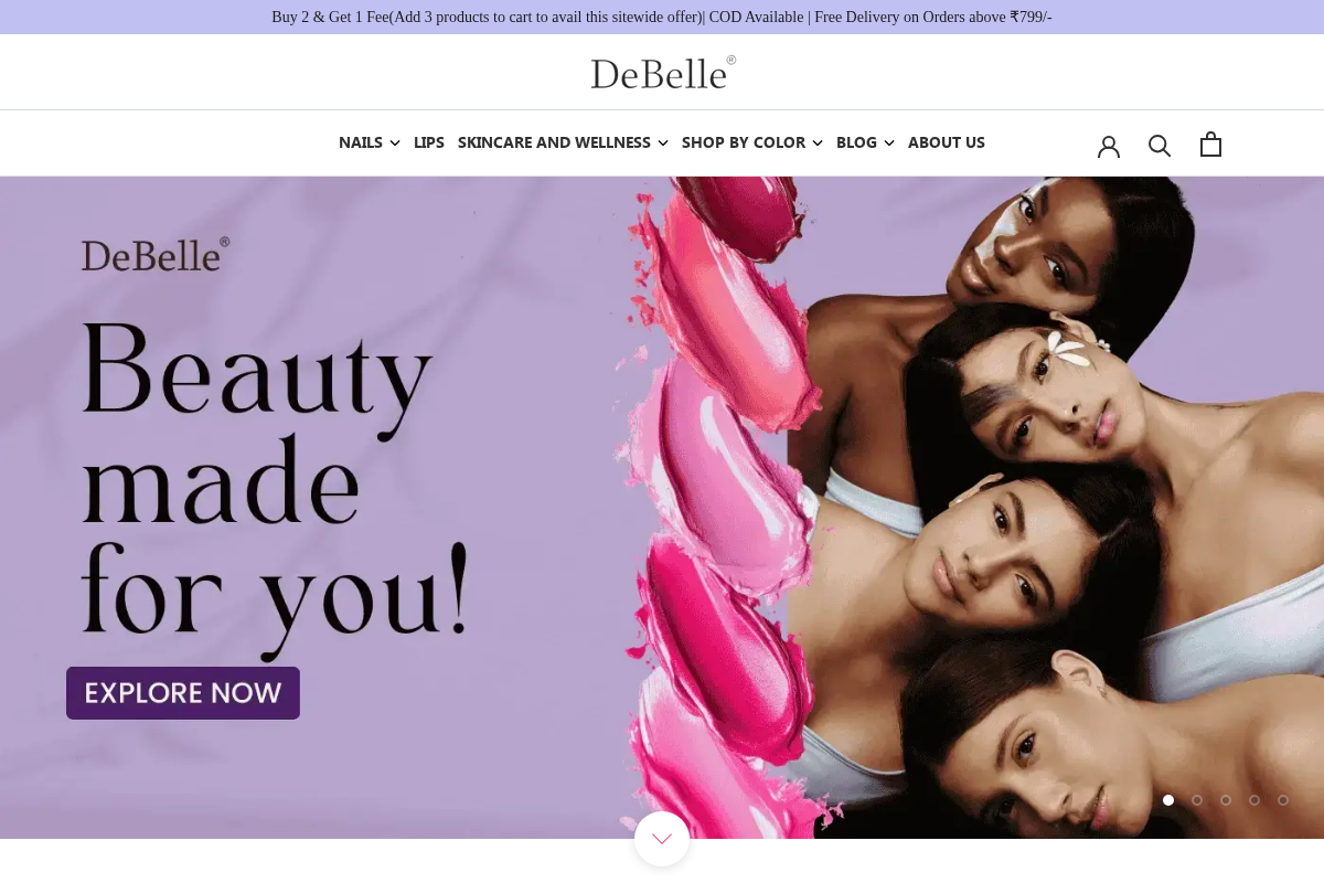 debellecosmetix.com homepage screenshot