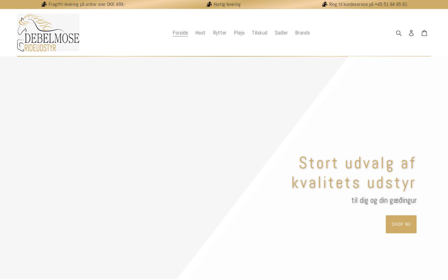 Debelmose Rideudstyr homepage screenshot