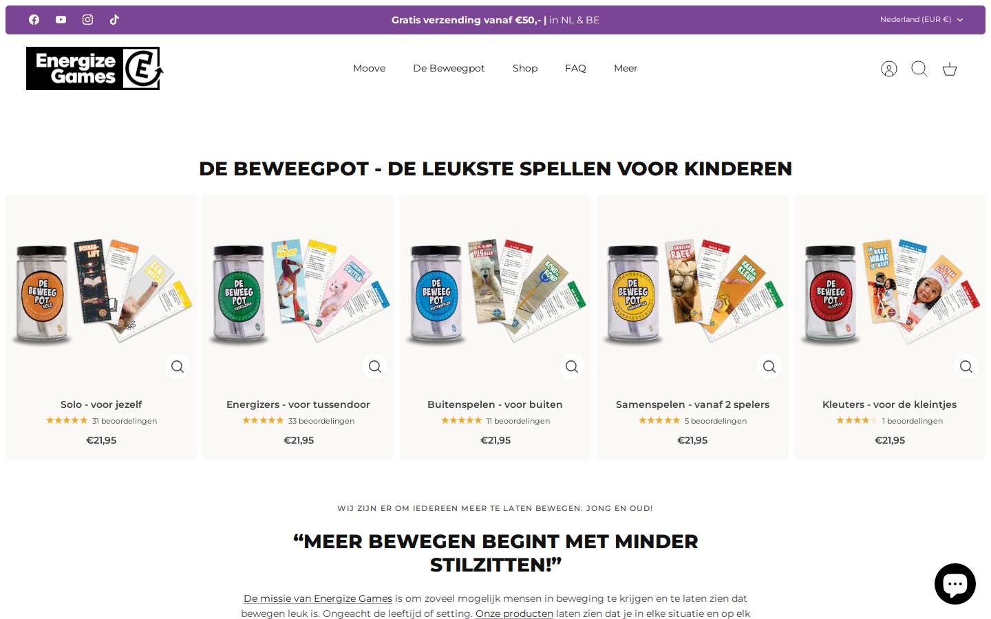 De Beweegpot homepage screenshot