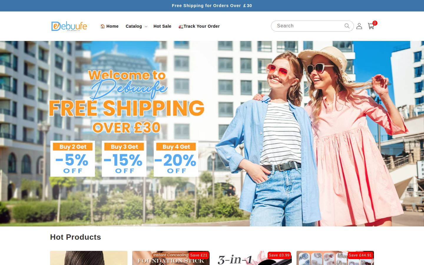 Debuufe homepage screenshot