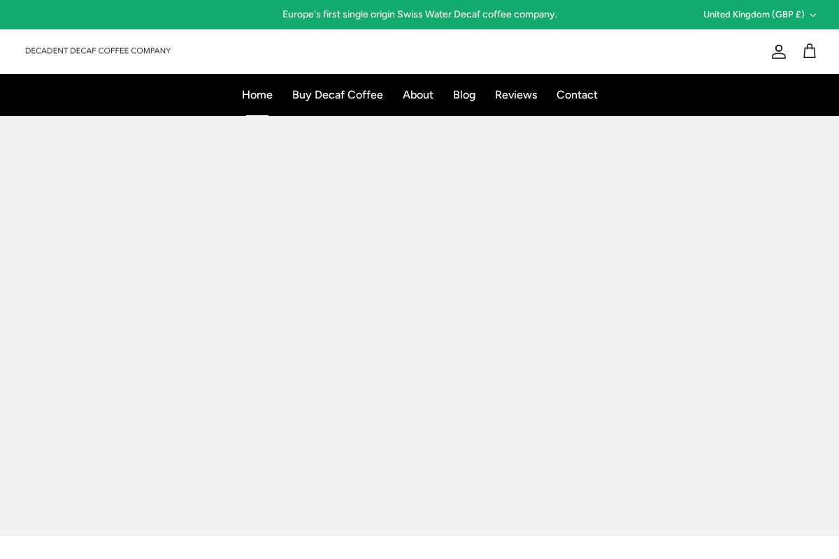 Decadent Decaf Coffee Co. homepage screenshot