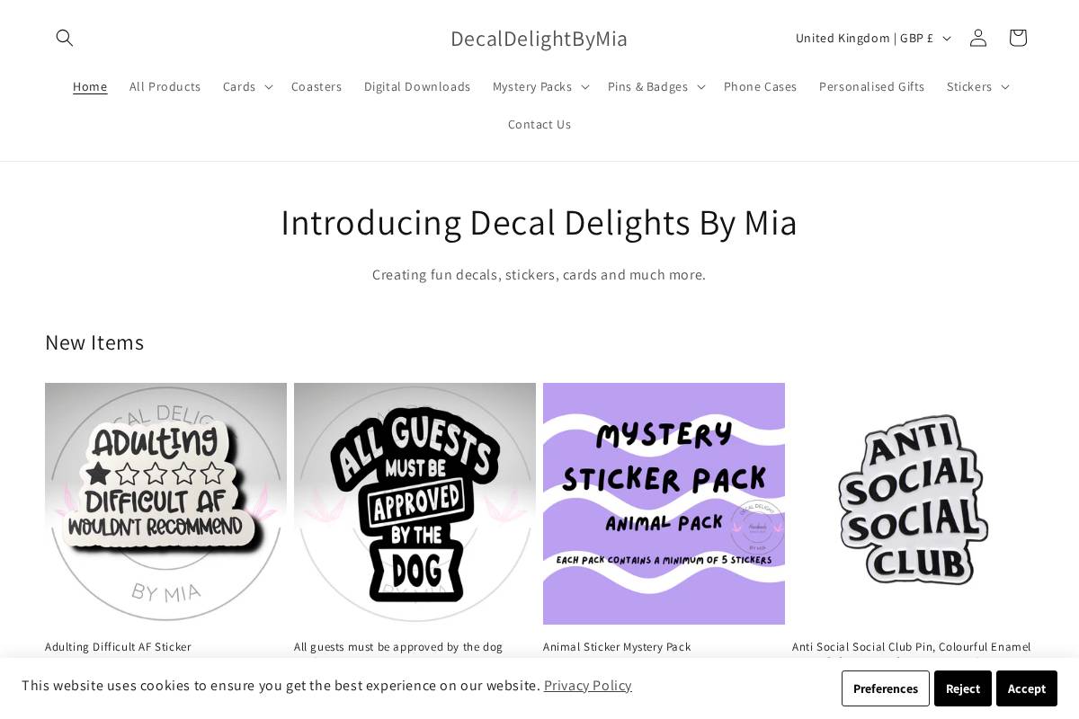 Decaldelightbymia homepage screenshot