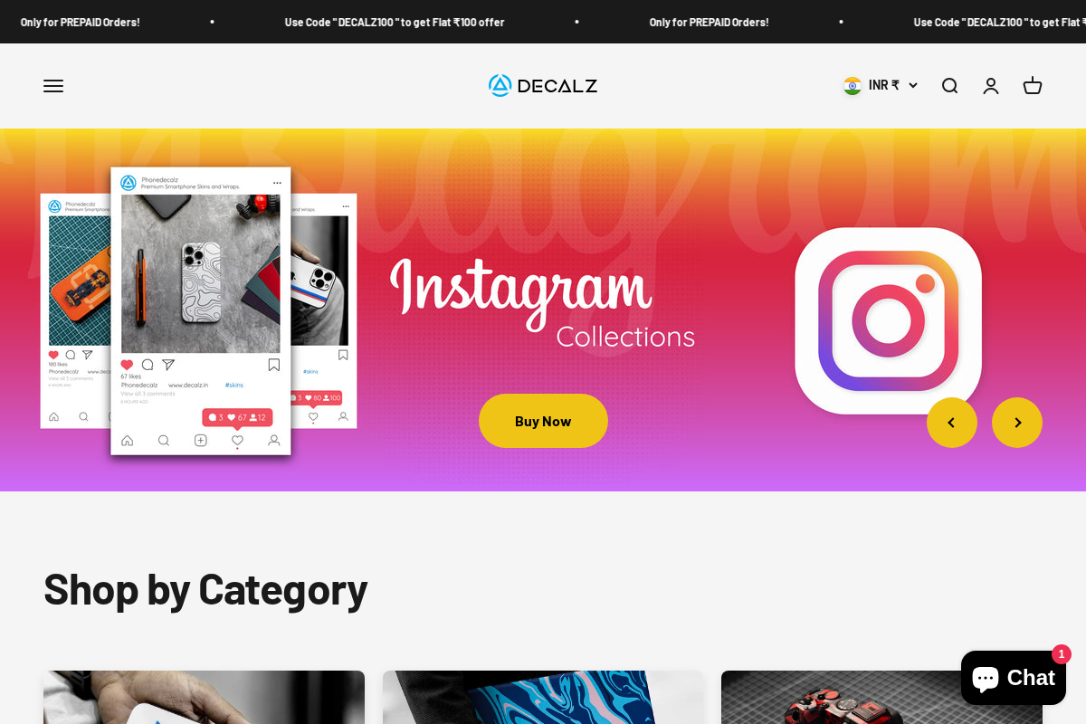Decalz homepage screenshot