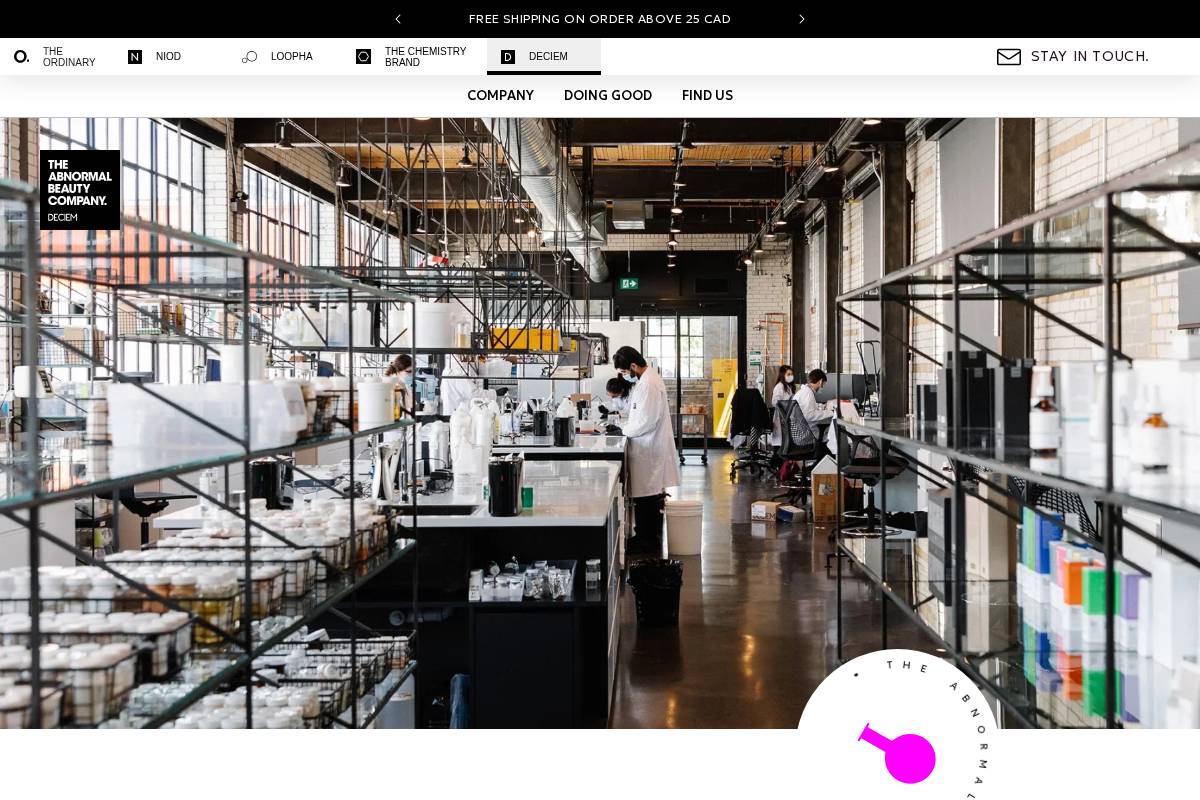 DECIEM | The Abnormal Beauty Company homepage screenshot