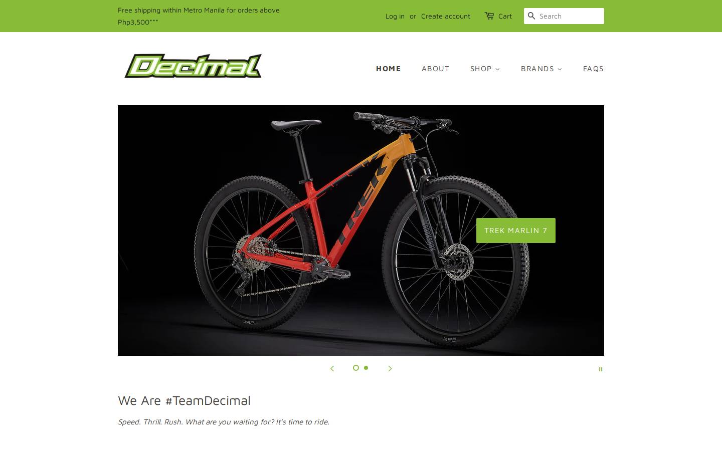 decimalbikes.com homepage screenshot