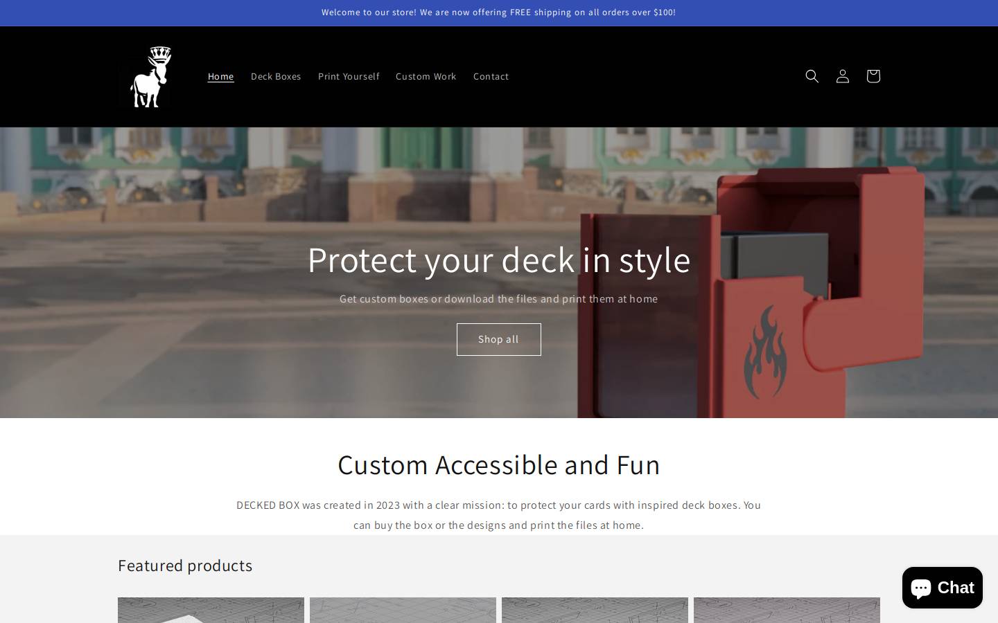 deckedbox.com homepage screenshot