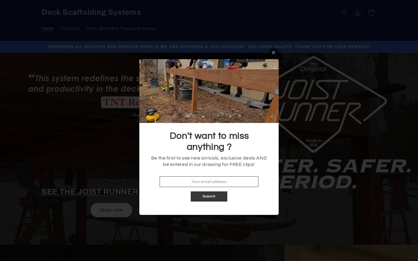 deckscaffoldingsystem.com homepage screenshot