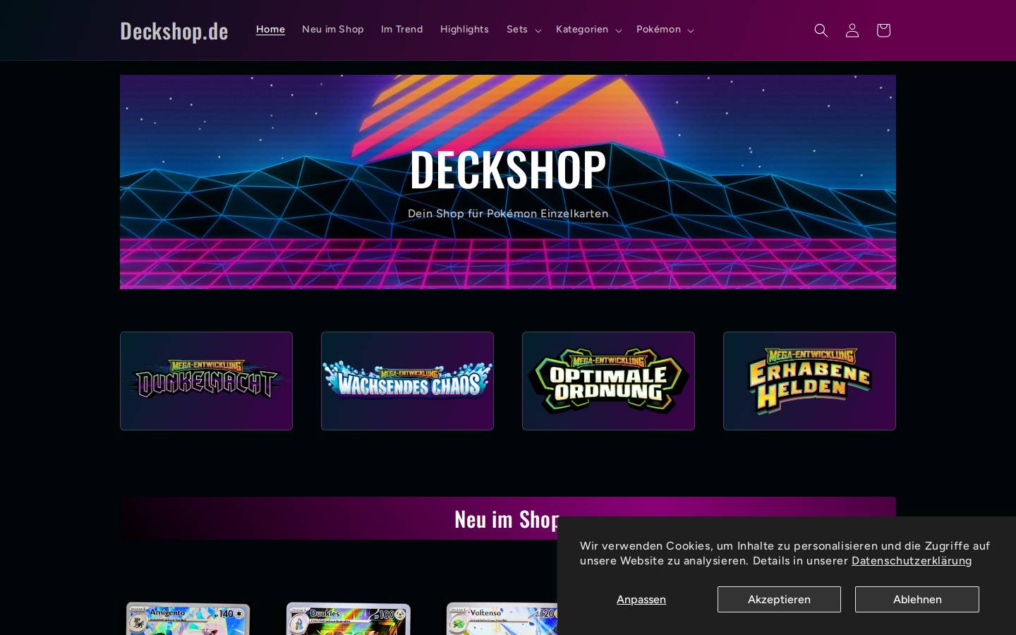 Deckshop.de homepage screenshot