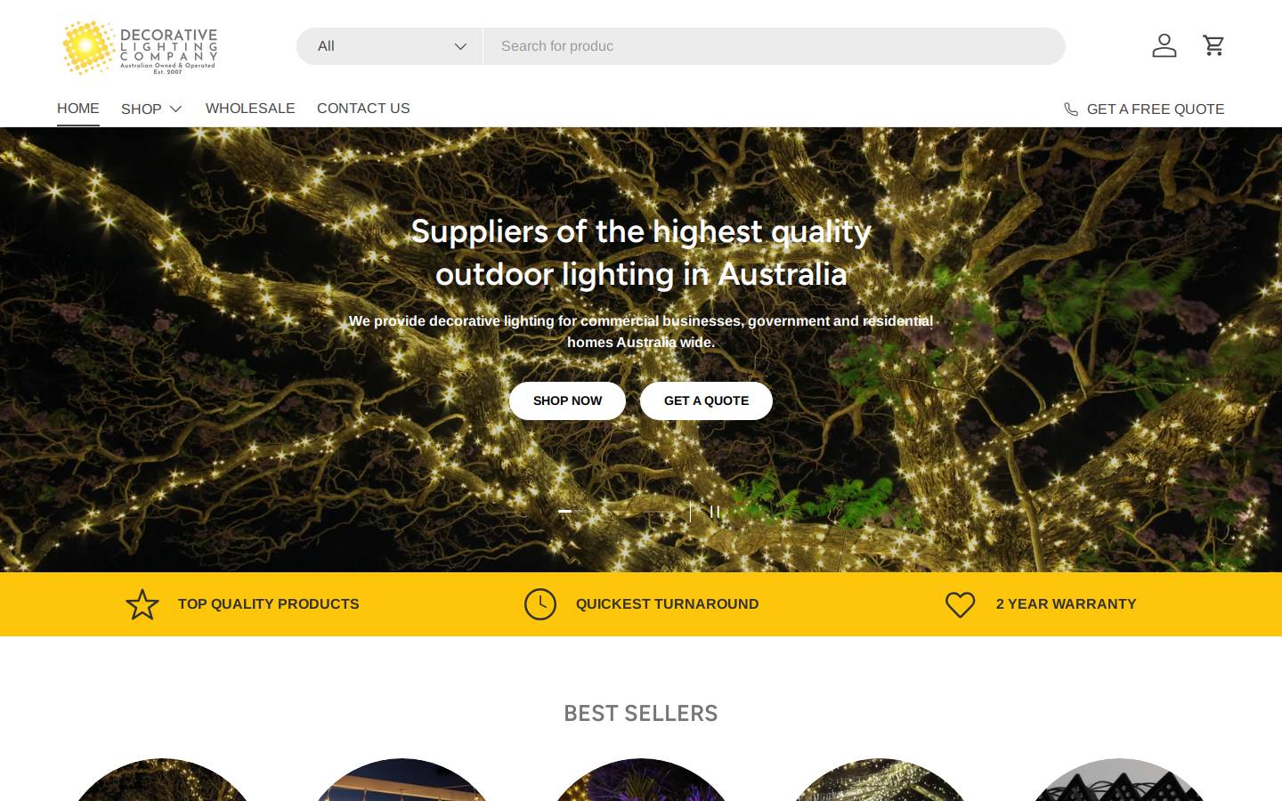 decolight.com.au homepage screenshot