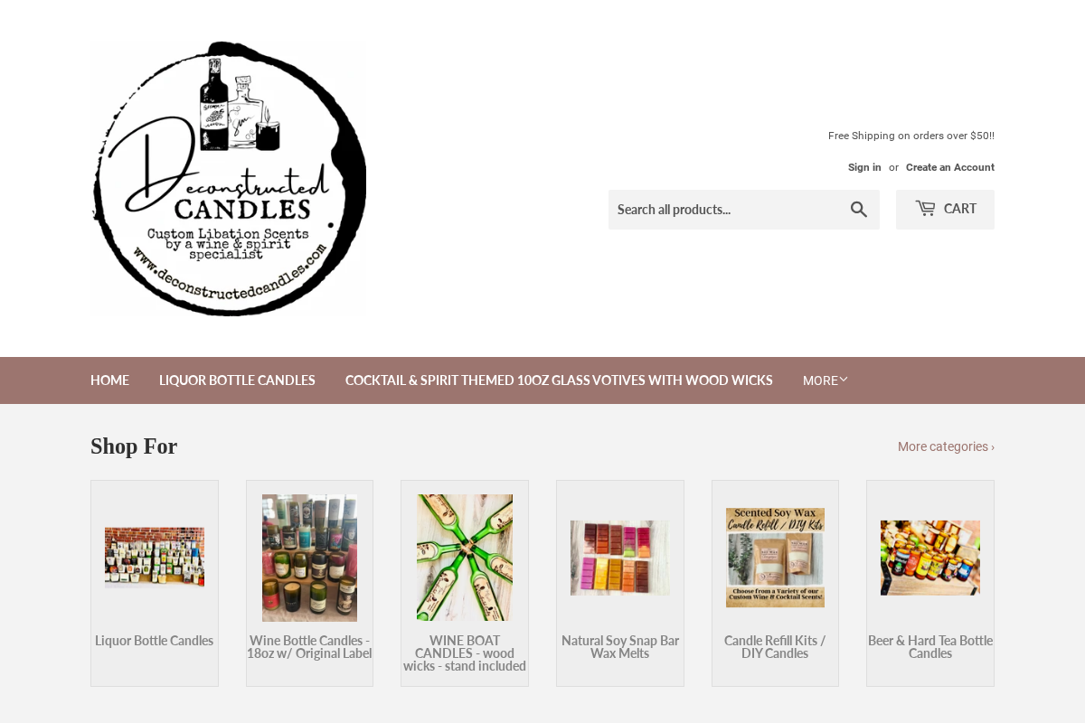 Deconstructed Candles homepage screenshot