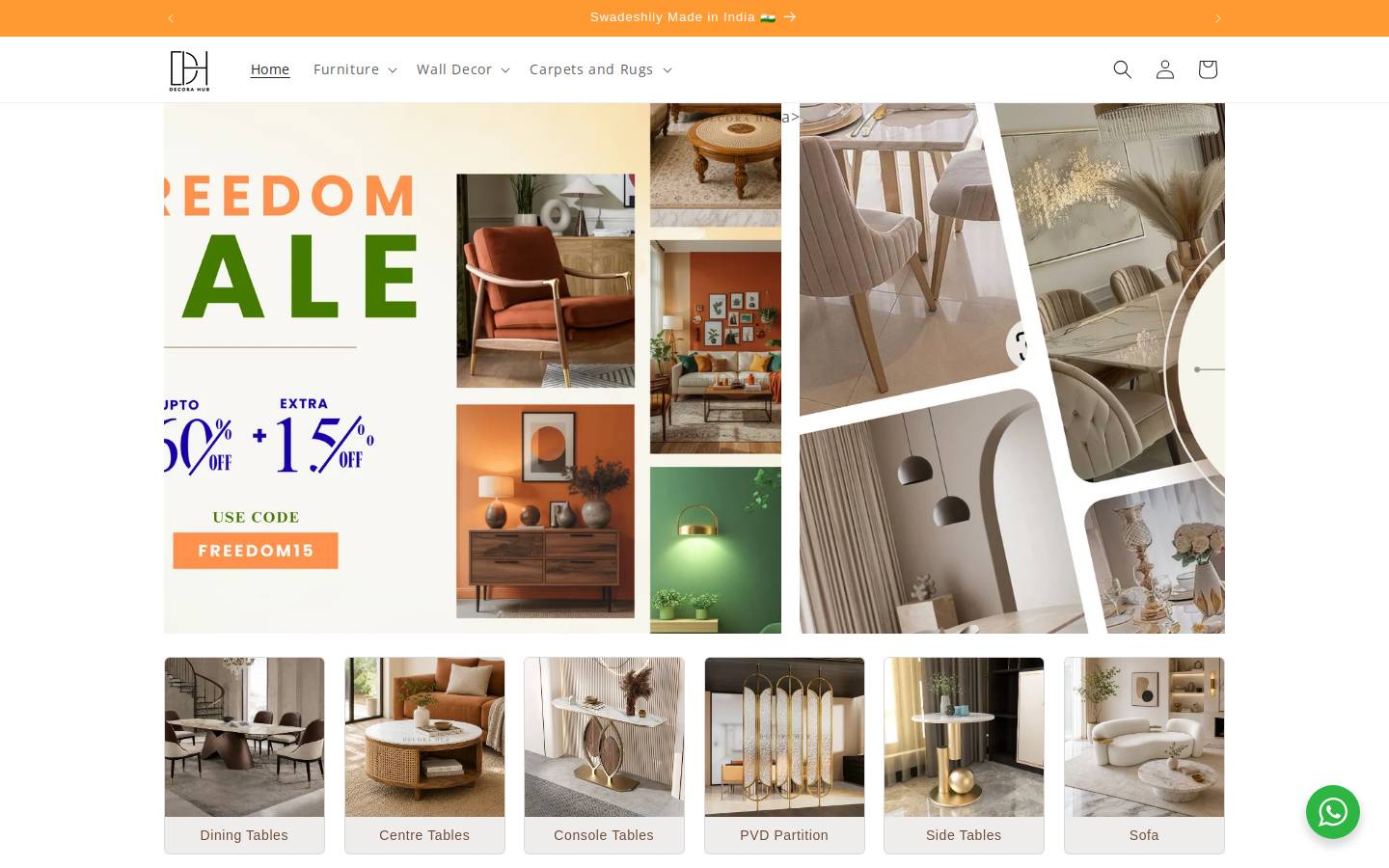 Decorahub homepage screenshot