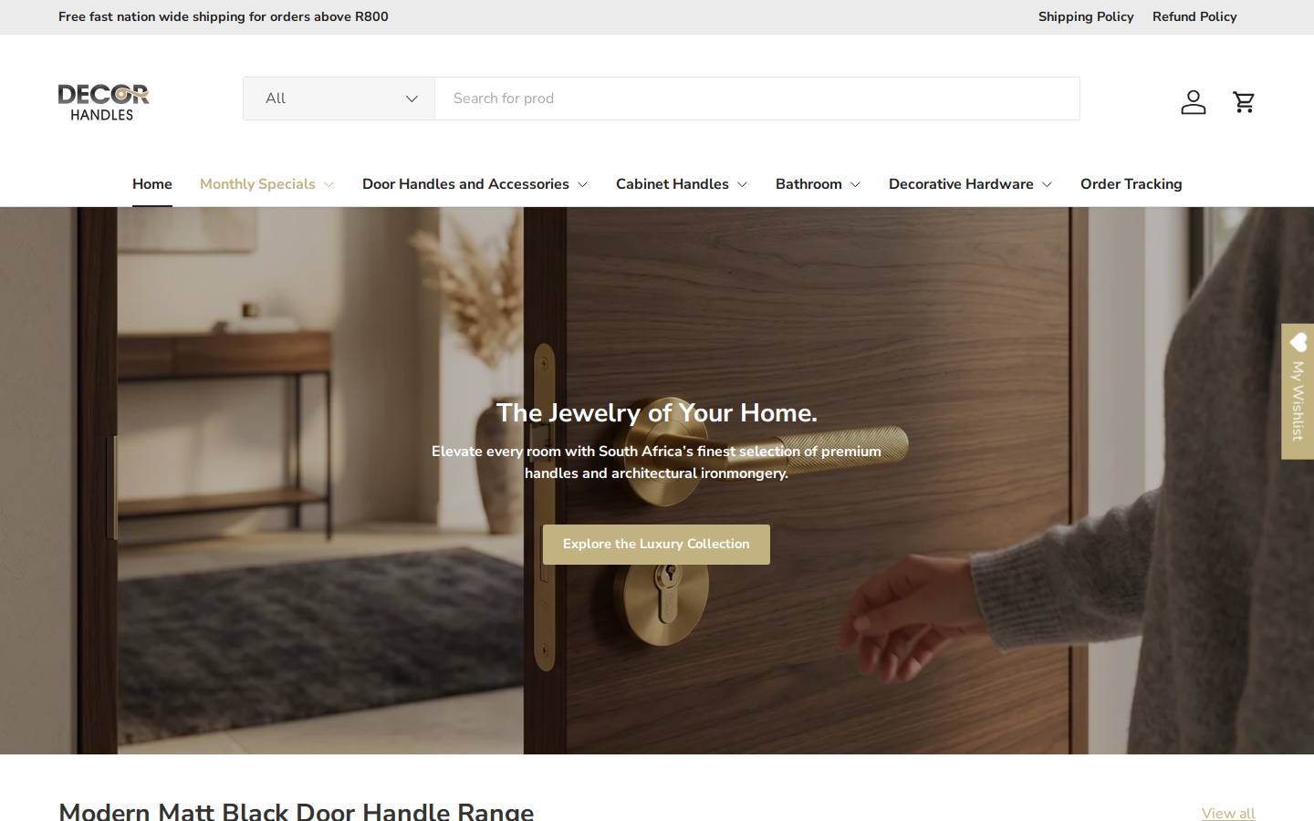 decorhandles.com homepage screenshot