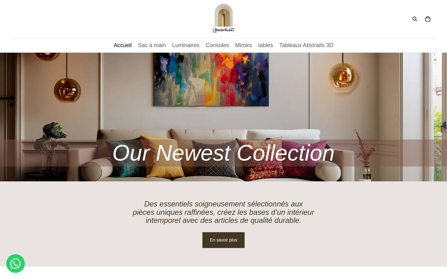 decoriluxe.com homepage screenshot