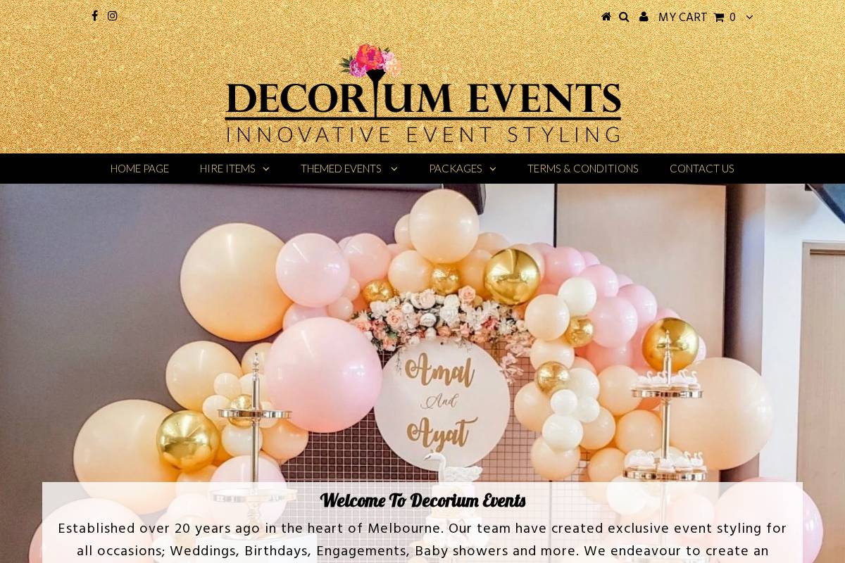 decoriumevents.com.au homepage screenshot