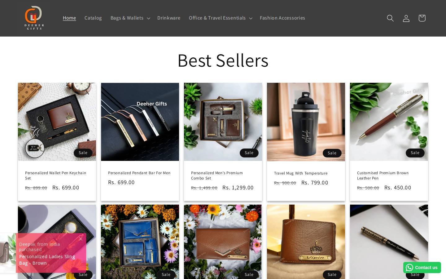 deehergifts.com homepage screenshot
