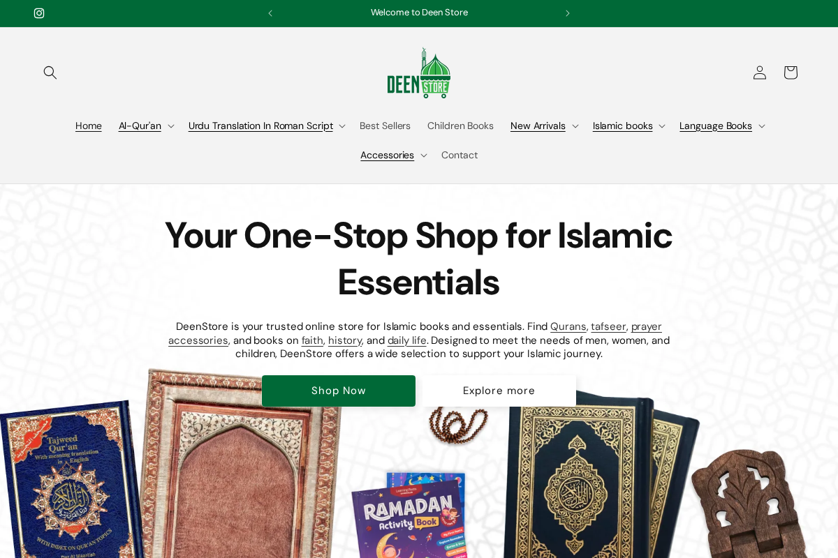 Deen Store homepage screenshot