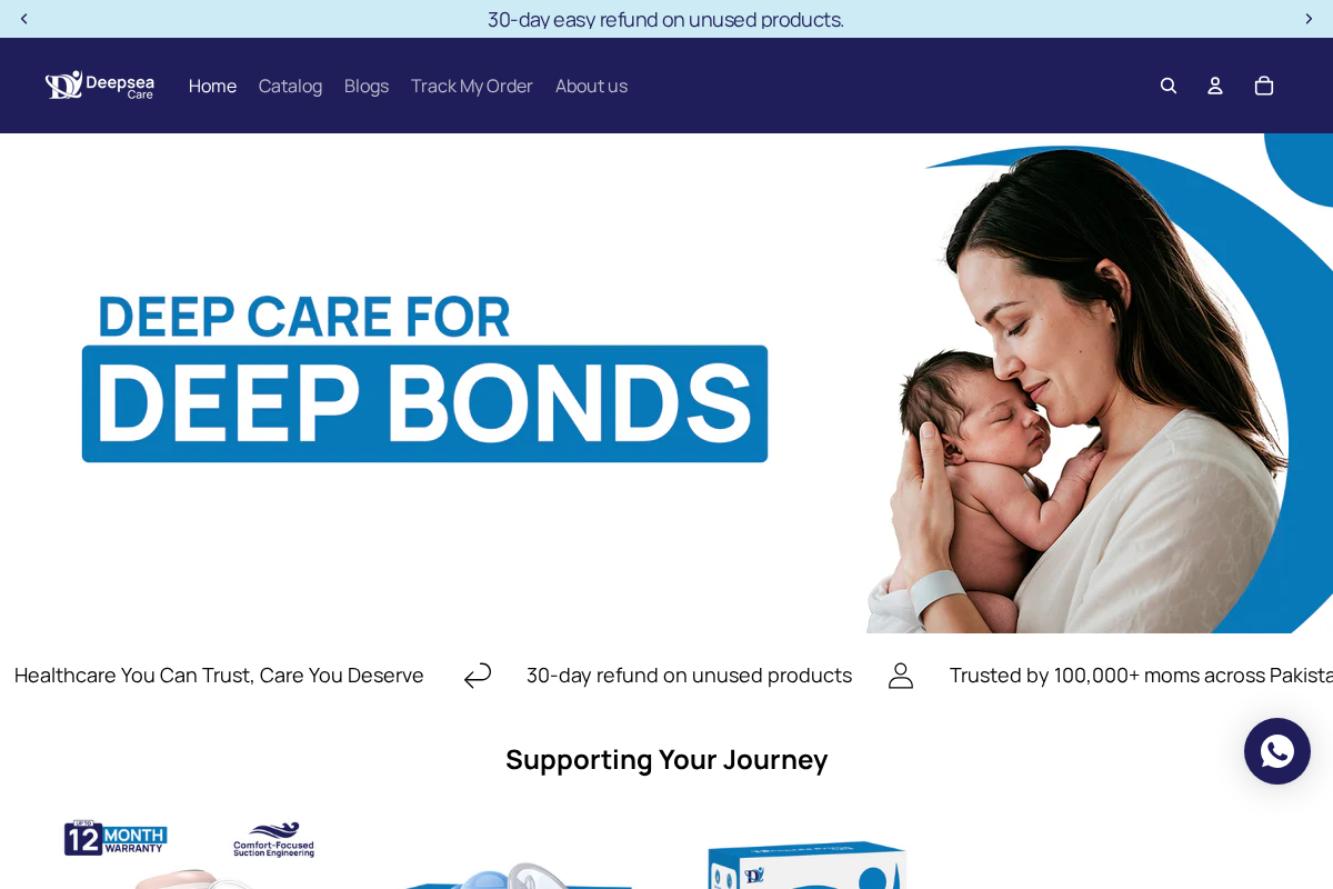 Deepsea Care homepage screenshot