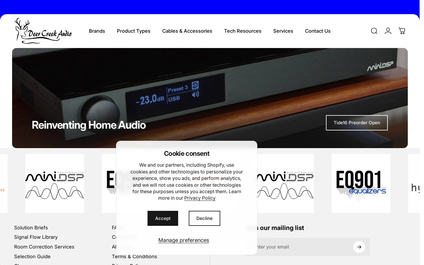 deercreekaudio.com homepage screenshot