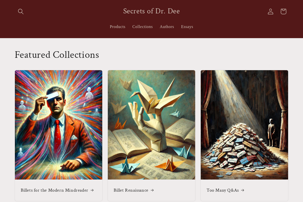Secrets of Dr. Dee homepage screenshot