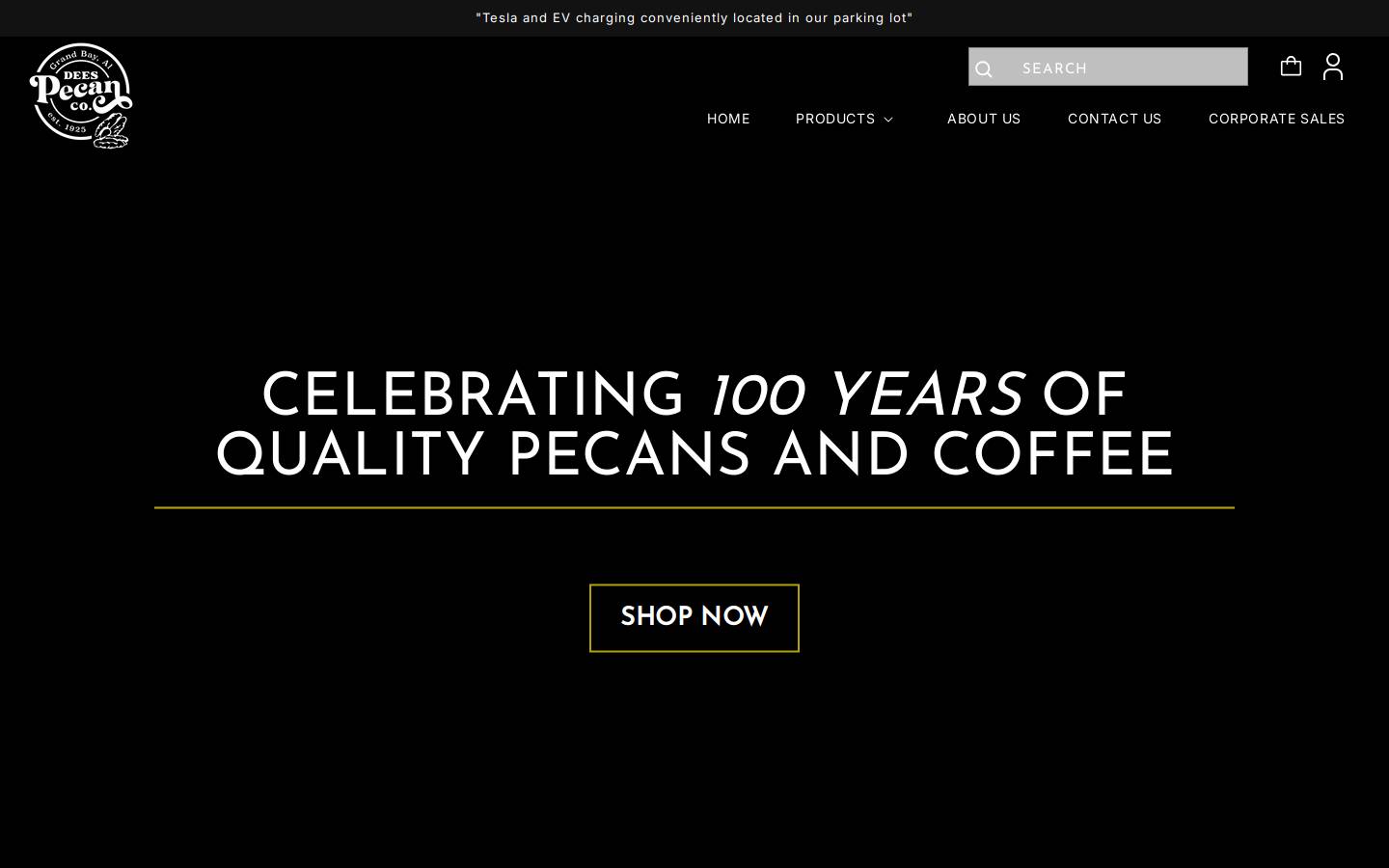 deespecans.com homepage screenshot