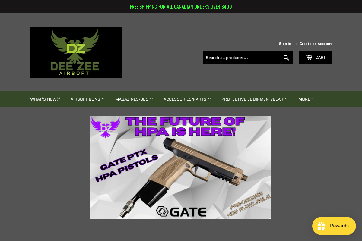 Dee Zee Airsoft homepage screenshot