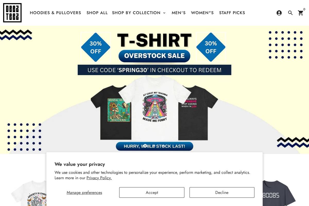 deezteez.store homepage screenshot