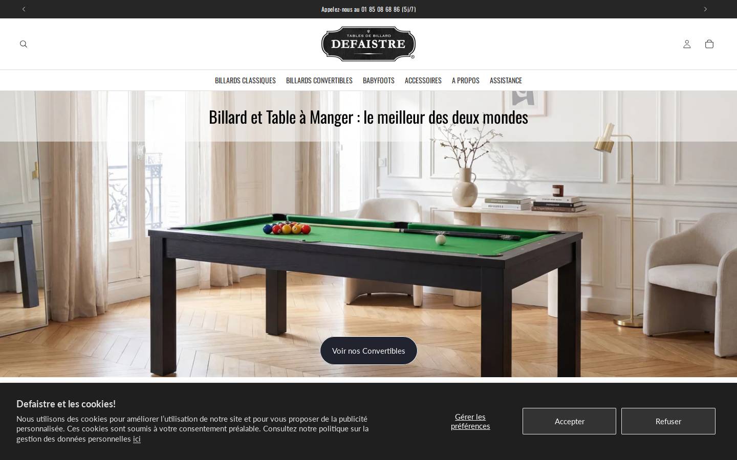 Billard & Babyfoot - DEFAISTRE homepage screenshot