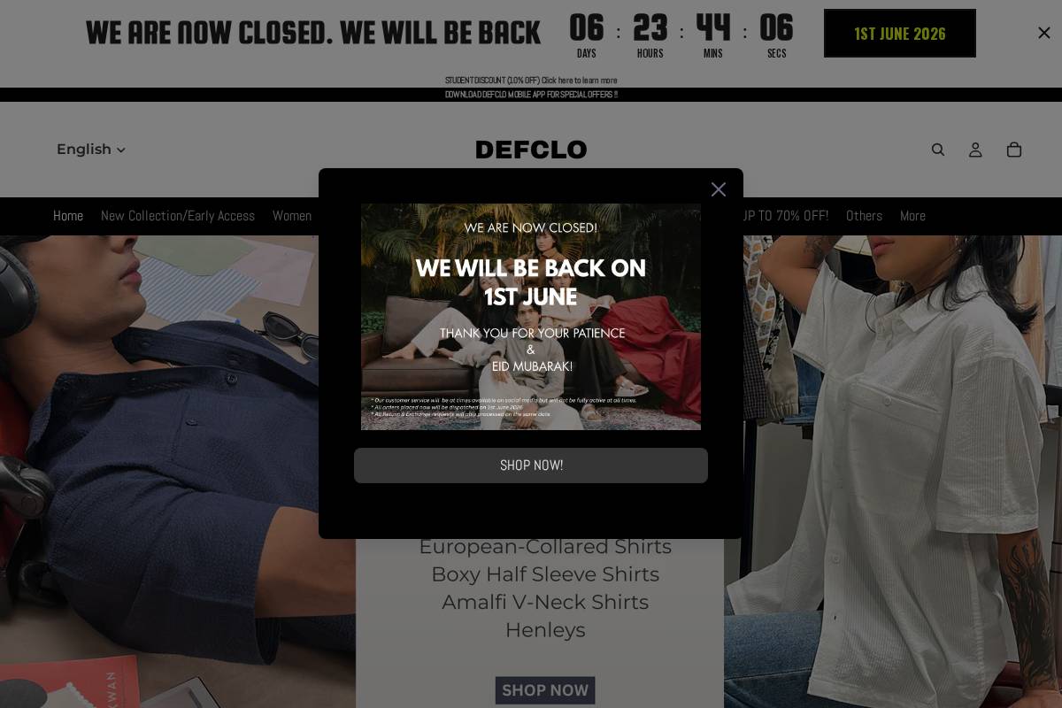 defclo.com homepage screenshot