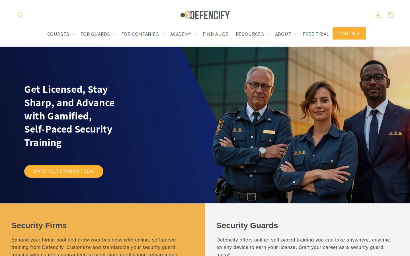 defencifytraining.com homepage screenshot