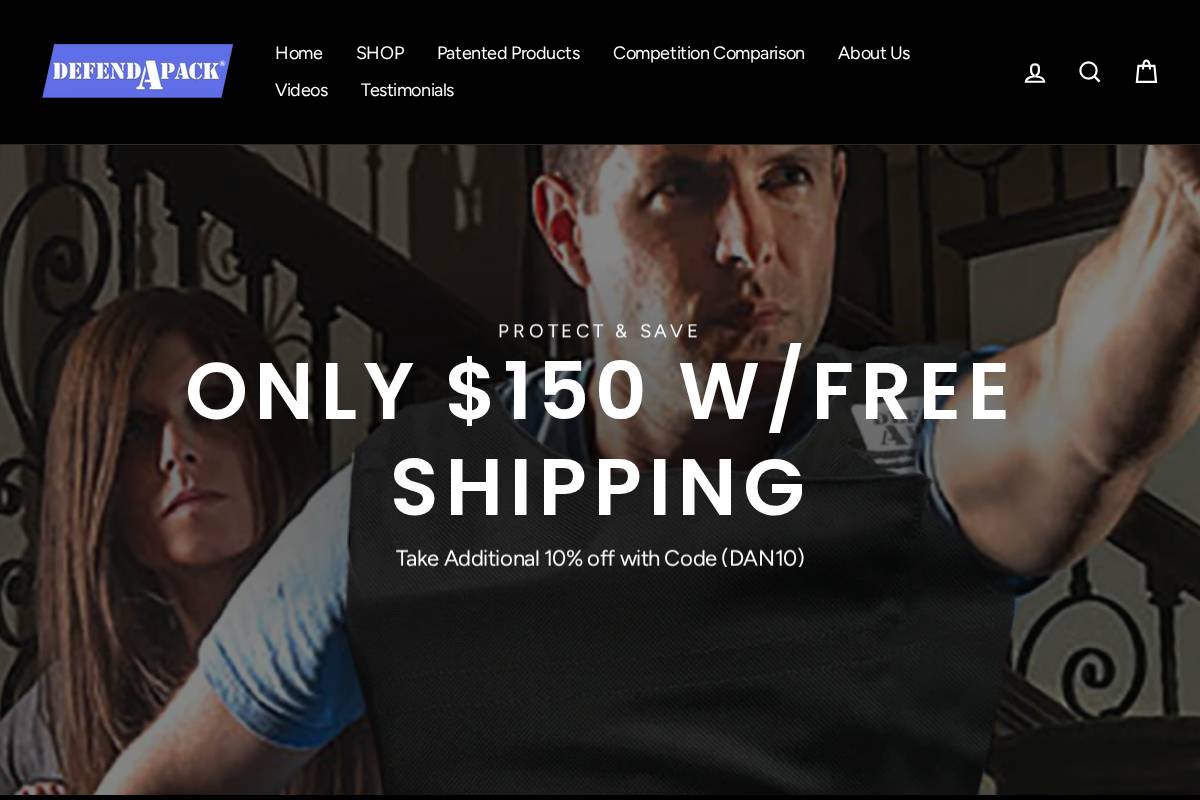 defendapackgear.com homepage screenshot